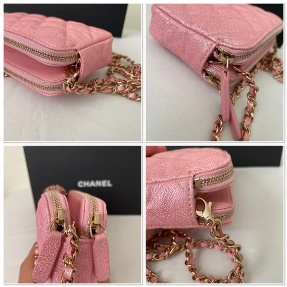 Chanel Pink Iridescent Clutch with Chain - Picture 11 of 14